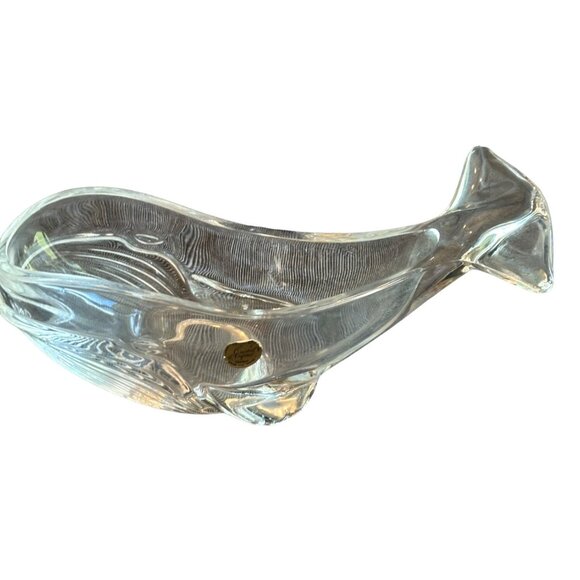 French Lead Crystal Heavy‎ Glass Whale Dish by Cristal D'Arques - Picture 1 of 5